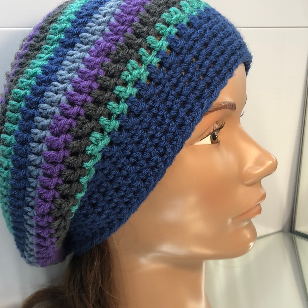 Slouchy boho hat adult or teen woman men blue purple green grey charcoal # S-100